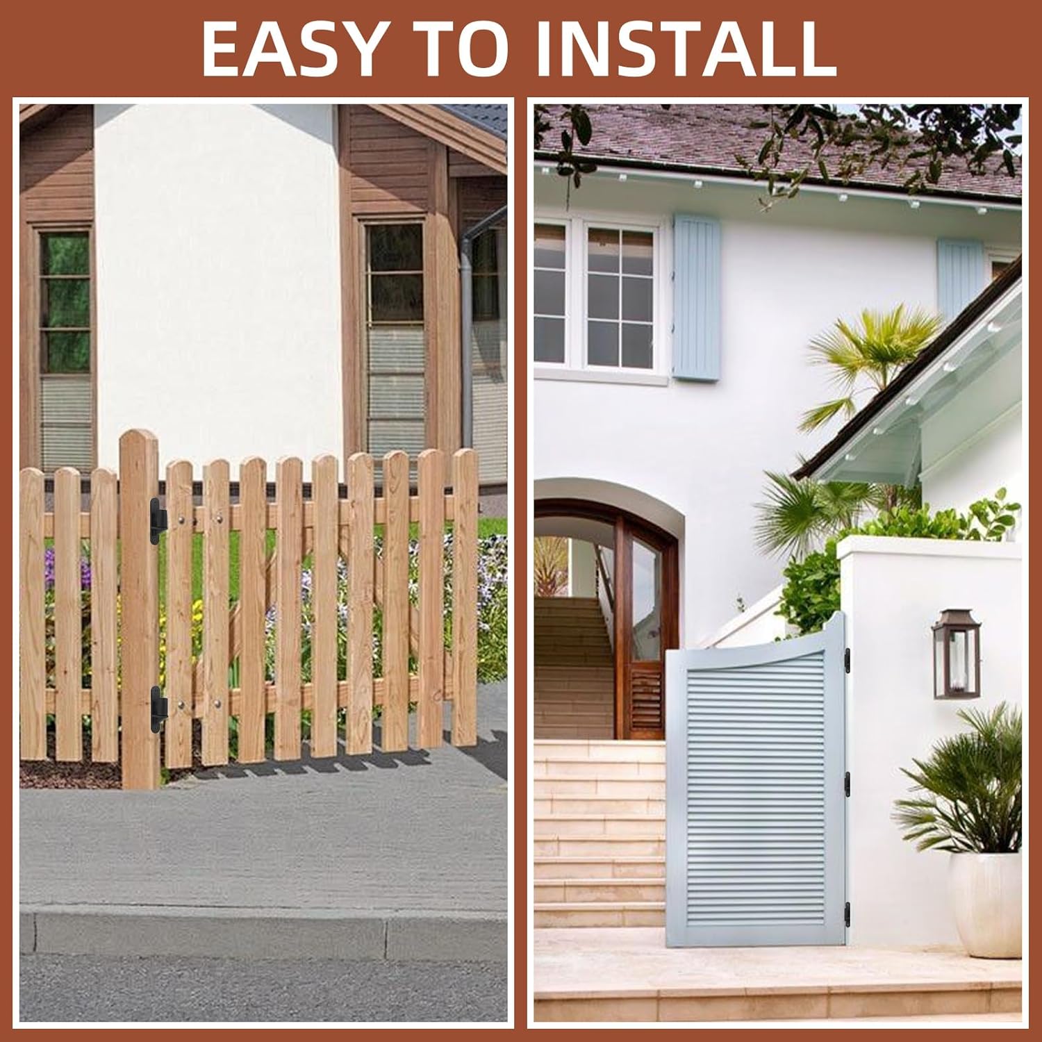 2 Pack 6'' J Bolt Gate Hinge, Wall Mount Gate Hinges for Wooden Fence Metal Gate, Heavy Duty Carbon Steel Farm Gate Hinge with Screws