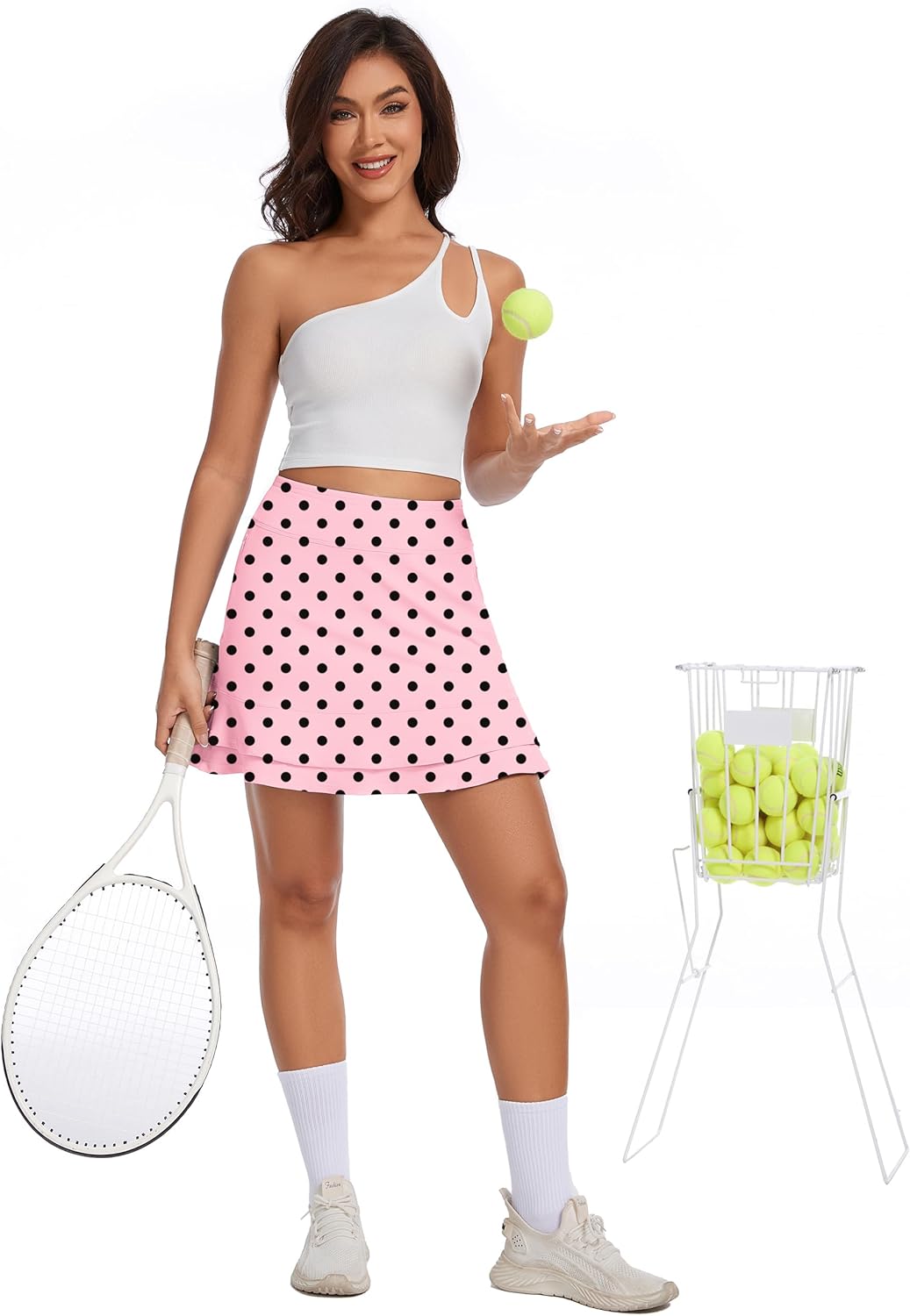 Womens Tennis Skirt 16" Skorts for Woman Dressy Casual High Waisted Golf Athletic Ruffle Skirts with Pockets
