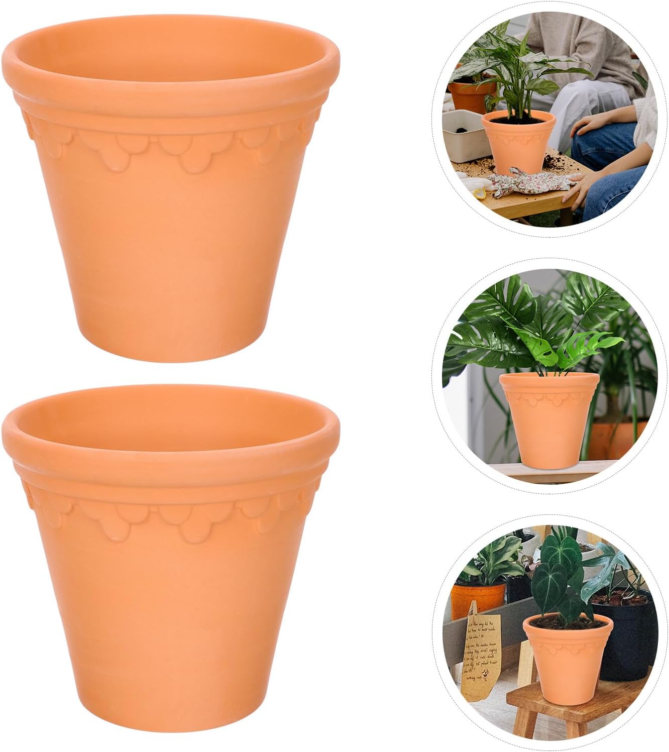 Hemoton 2pcs Terracotta Flower Pots Small Clay Planting Planters with Drainage Hole for Garden Indoor Bonsai Plants 16x14cm Rustic Style
