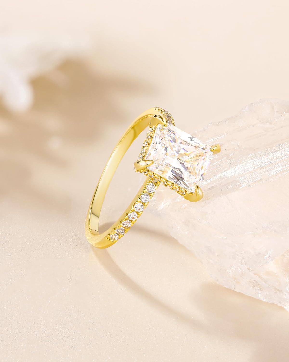 TIGRADE 4CT Engagement Ring for Women Radiant Cut Cubic Zirconia Wedding Band CZ Promise Anniversary Ring Size 3-13 - Image 2