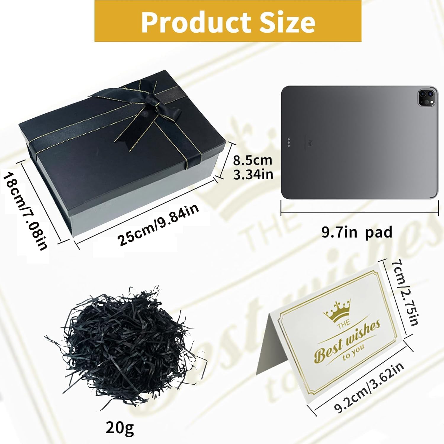 Black Gift Box, Gift Boxes for Presents 25x18x8.5cm Gift Box with Lids Silk Ribbon & Greeting Card - Image 2
