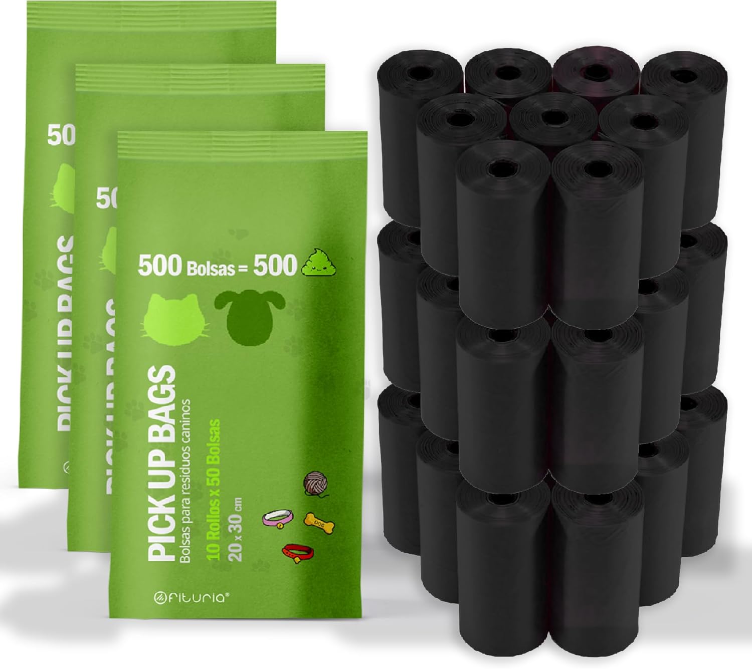 Dog Waste Bags, Black Bags for Dog Poo Bags, Plastic Bags 20 x 30 cm, Leak-proof and Robust, Waste and Dog Waste Bags, Fragrance-Free (1500 Bags)