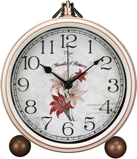 Maxspace Classic Vintage Clocks - Elegant and Decorative Analog Clock,Silent Non-Ticking Clock with Distressed Metal Frame for Office, Living Room or Bedroom