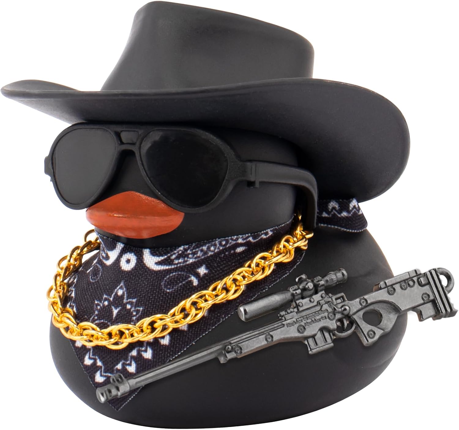 wonuu Black Rubber Duck Car Ornaments Dashboard Decorations for Car Accessories, AK47