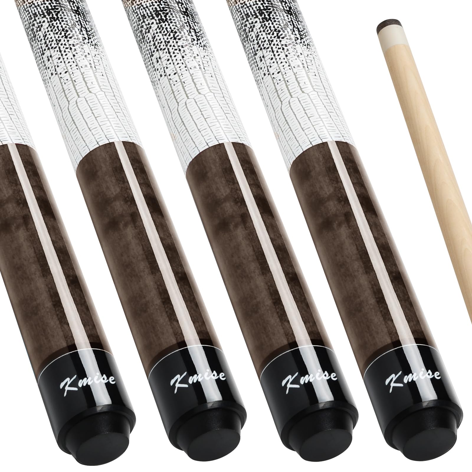 Kmise Pool Stick Set of 4, 58" Canadian Maple Pool Cue Sticks for Adults, 18 19 20 21oz Professional Billiards Pool Cue for Bar House Pool Table Sports 4 Sets (Brown 18oz)