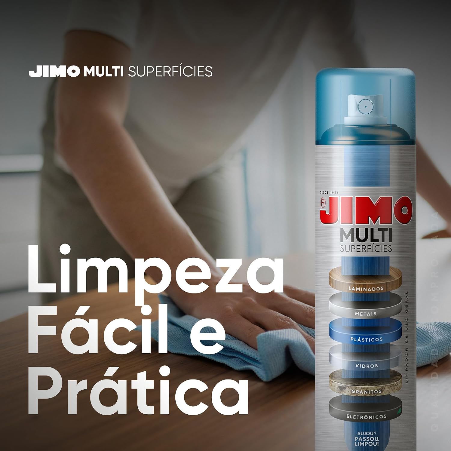 Jimo Multi Superfícies Todos Ambientes Casa Limpeza a Seco Sem Enxague Aerossol 400ml Eletrônicos Eletrodoméstico Armário Balcão