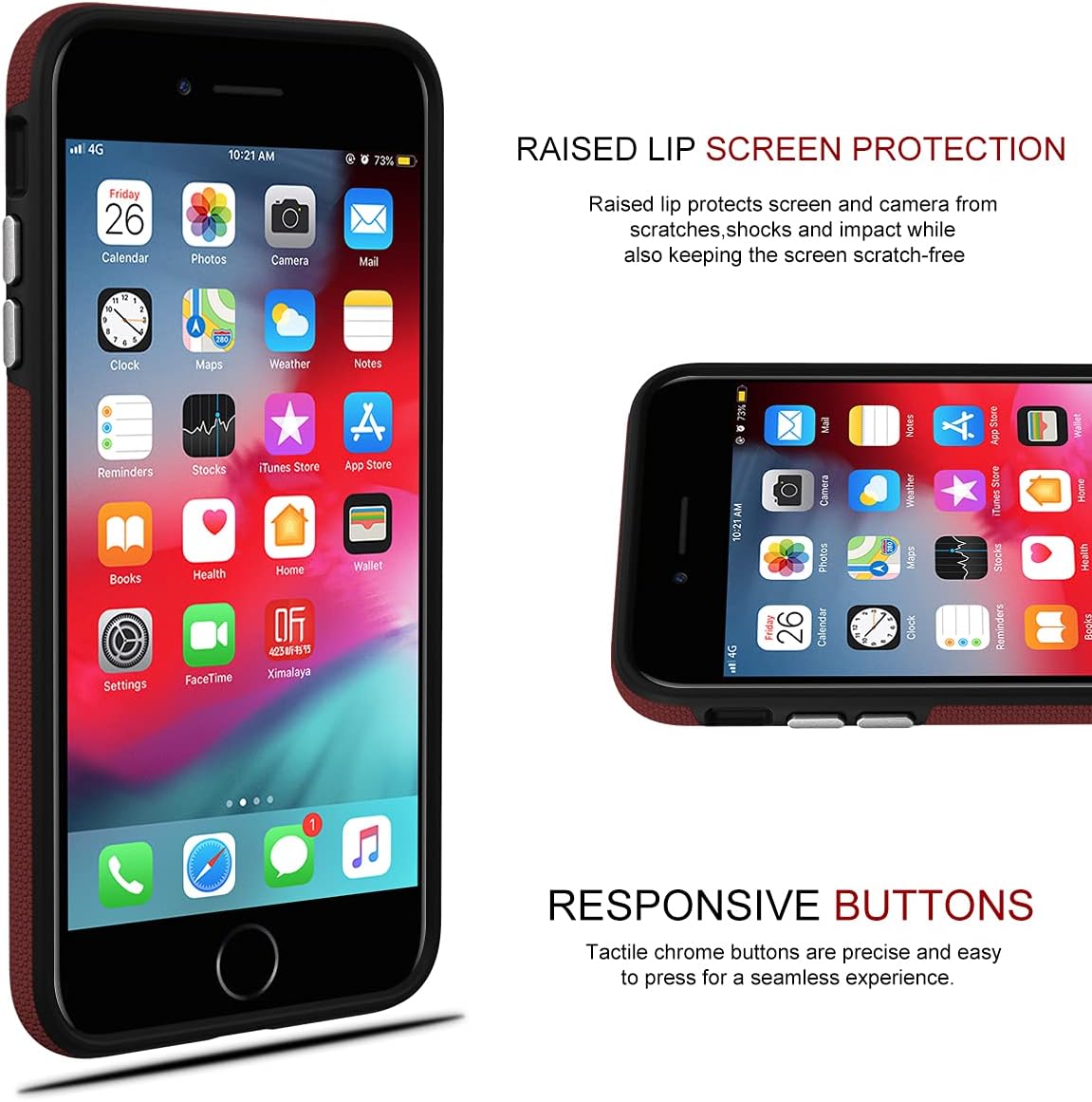 CellEver Case for iPhone 8 Plus/iPhone 7 Plus, 5.5-Inch, Dual Guard Series Protective Shock-Absorbing Scratch-Resistant Rugged Drop Protection Cover (Red)