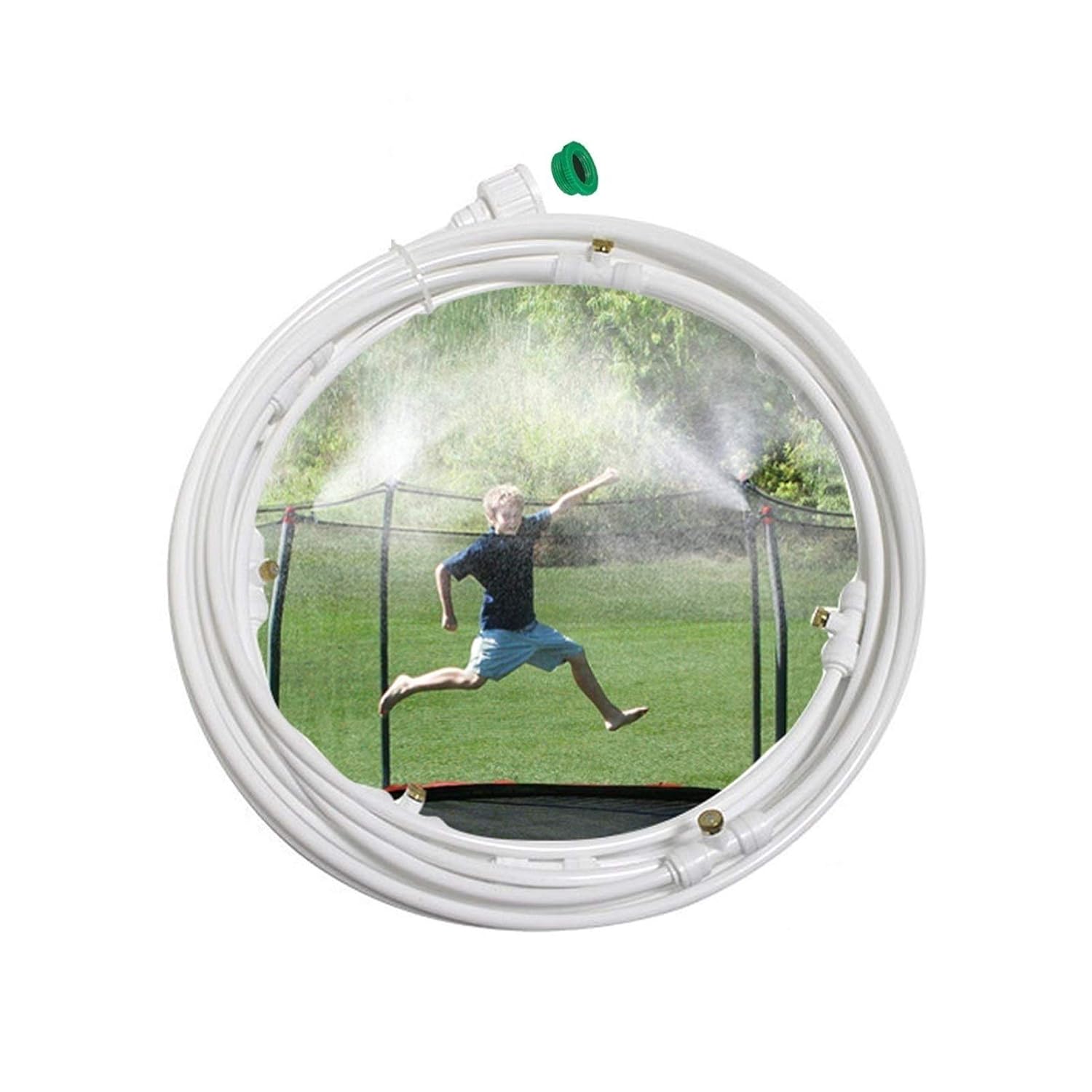 Misting Cooling System Water Irrigation Misting Mister Kit + Brass Mist Nozzles for Trampoline Waterpark Patio Umbrella, Shade Sail Automatic Distribution System, White (Size : 15m)