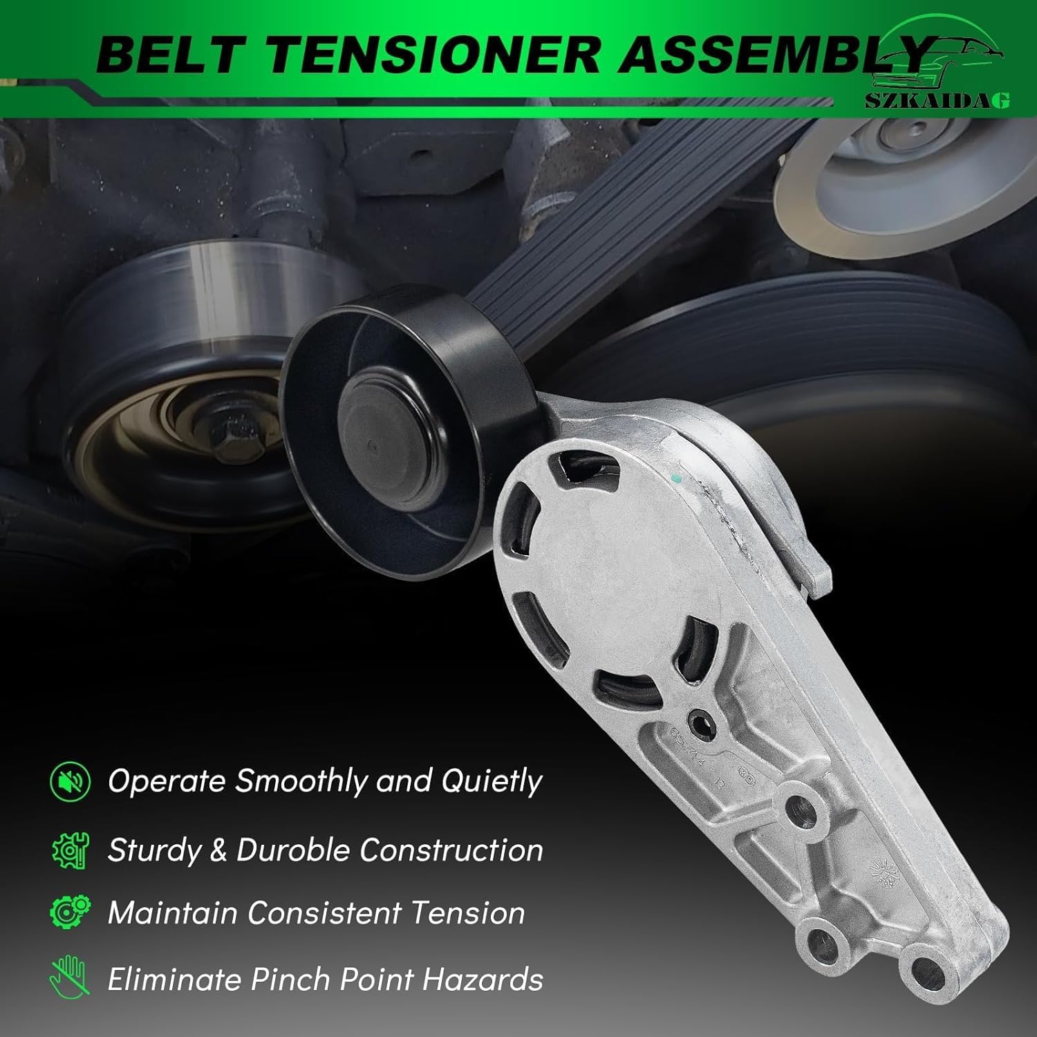 Belt Tensioner Assembly with Pulley for:-Audi A4 2002-2008 A4 Quattro 2002-2008 L4 1.8L 2.0L OE#06B903133D 06B903133E 06B903133A 06B903133 38207M 89332 V100549 38207