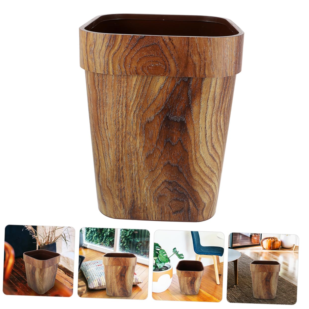 MAGICLULU Rustic Waste Container Plastic Home Office Trash Can Kitchen Waste Can