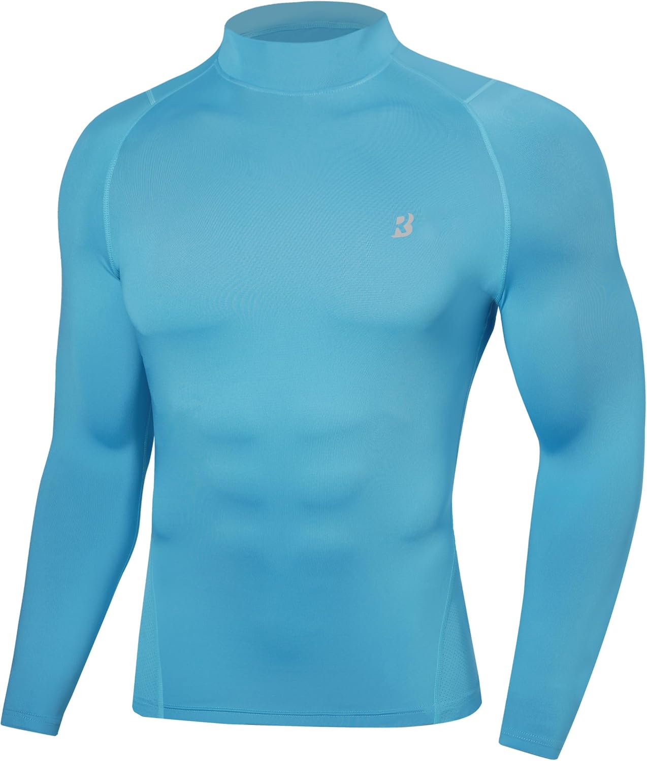 Roadbox Men's Mock Turtleneck Compression Shirt, Long Sleeve Base Layer Top