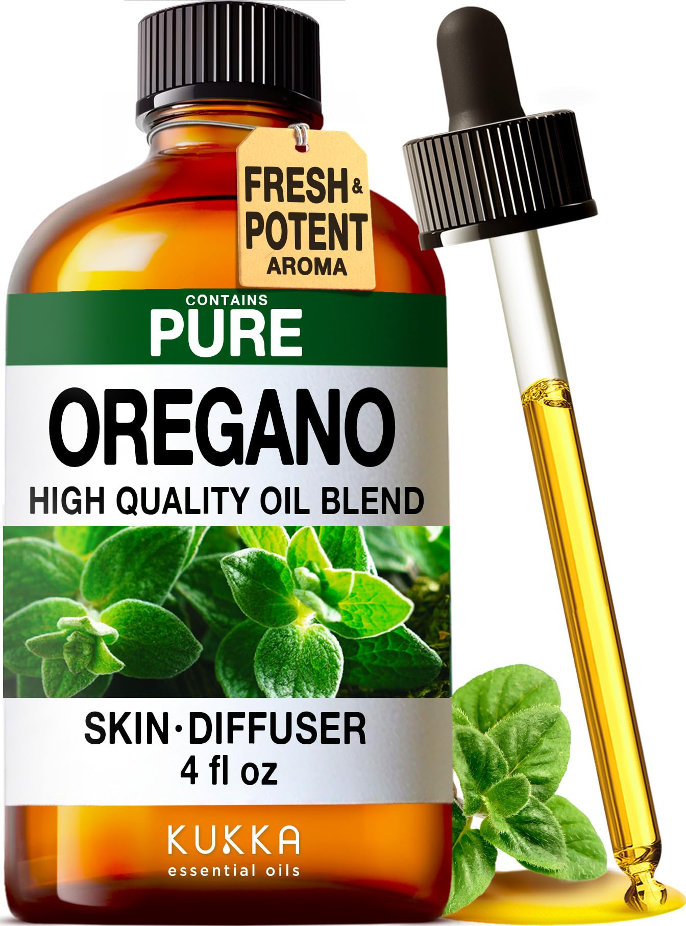 Kukka Oregano Essential Oil for Skin - 118ml - 100% Pure Natural, Earthy & Herbaceous Scent, for Diffuser, Nails, Candle & Soap Making Scent DIY