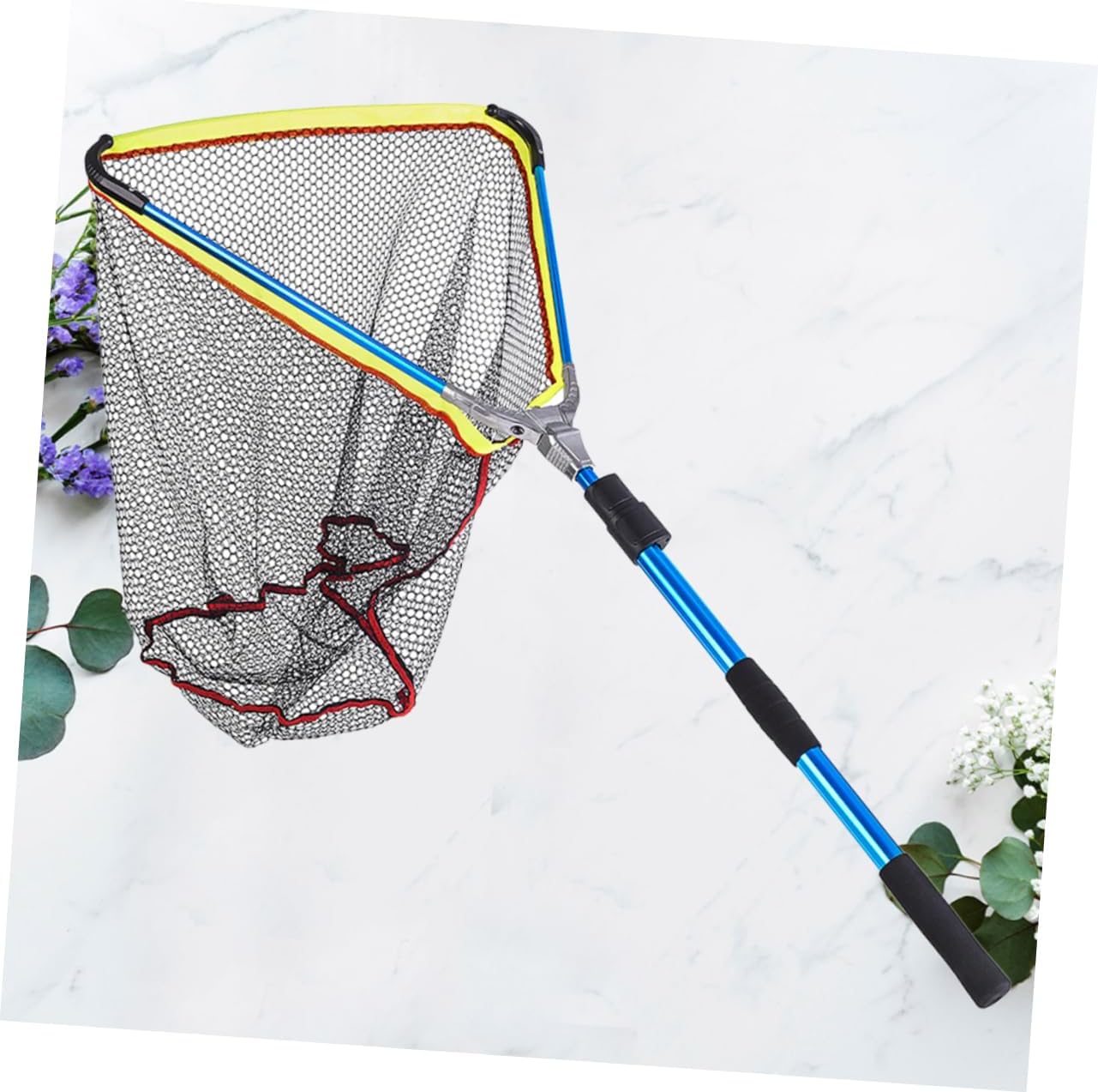 Folding Aluminum Alloy Fishing Net Design Portable and Sturdy Fishing Accessory for Catching Fish and Shrimp Blue