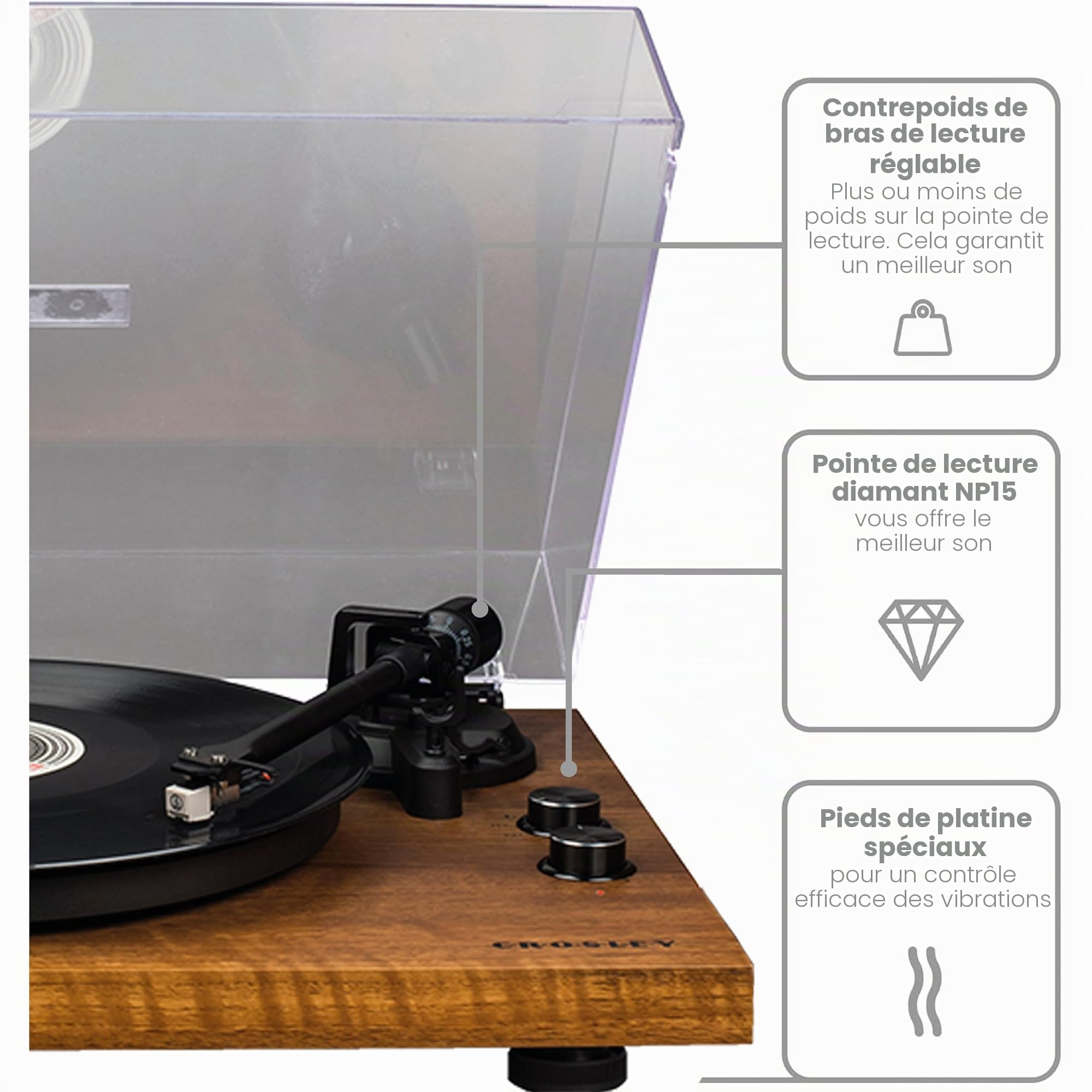 Tourne-Disque Crosley C62 Bluetooth Noyer