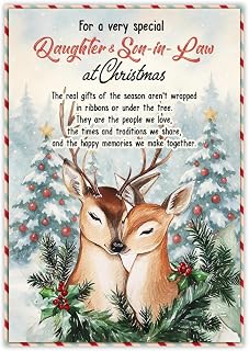 Christmas Card for Daughter and Son-in-Law, Festive Holiday Greeting Daughter and Son In Law Card, Elegant Design with Heartfelt Message, Premium Envelope, Perfect Christmas Keepsake