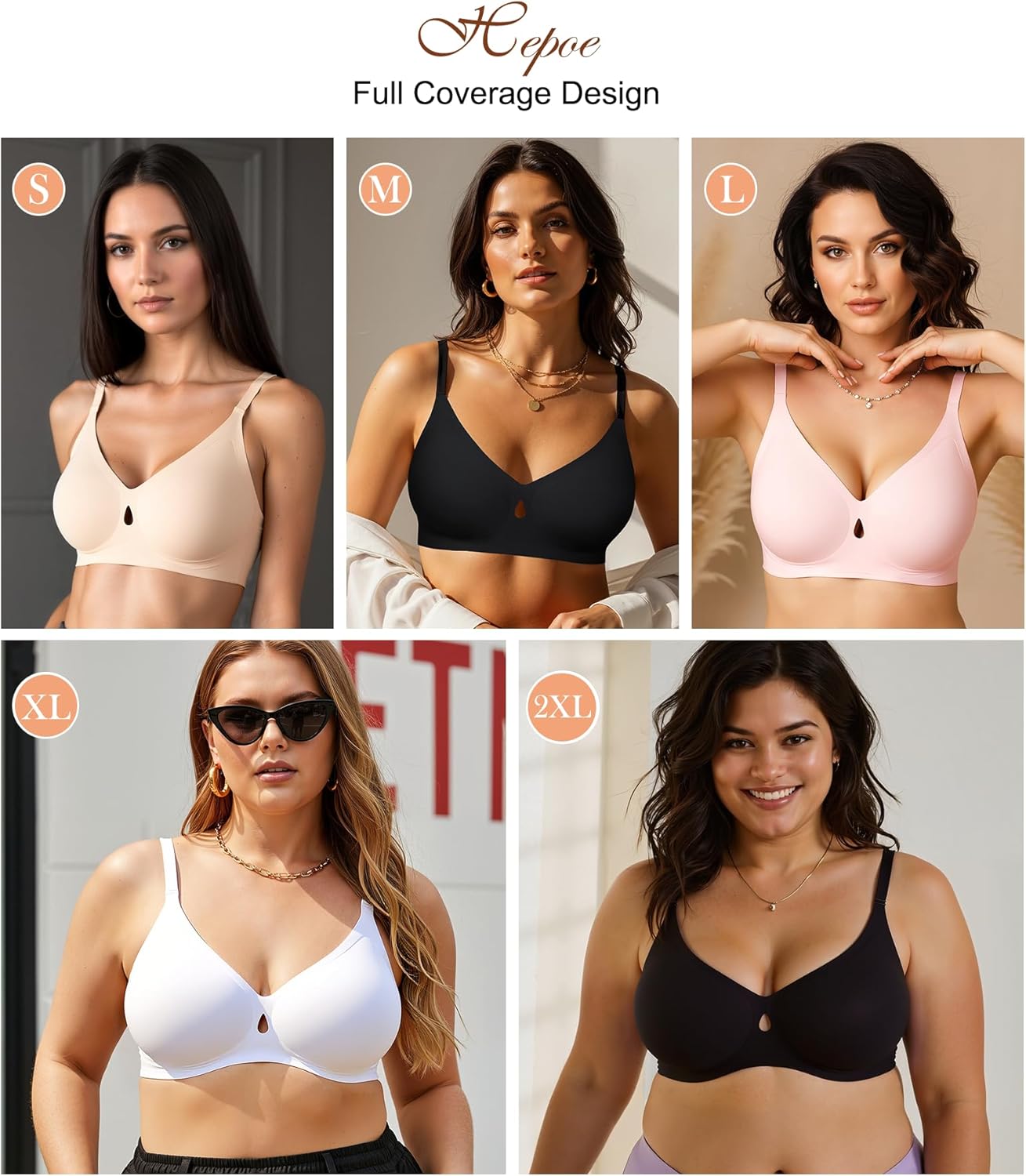 Seamless No Underwire Bras, Wireless Bras for Women, Push Up Full Coverage Bralettes Comfortable Everyday Bralette——Skin, Medium - Image 6