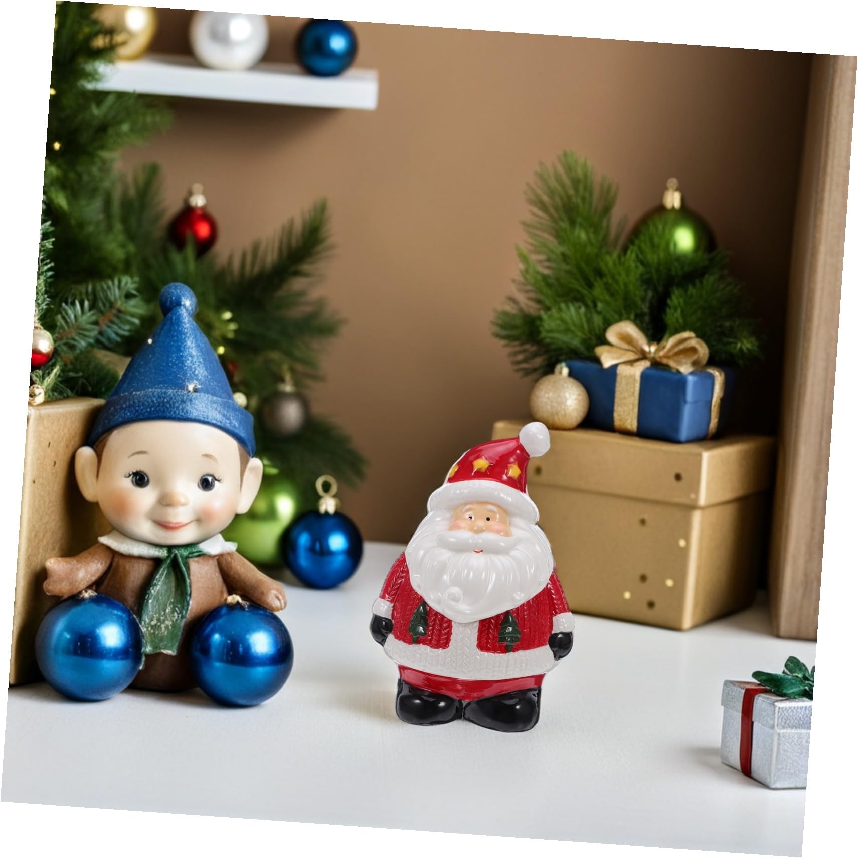Zerodeko Keramik-keksdose Weihnachtsmann-förmig mit Deckel Luftdichte Vorratsdose für Snacks und Gebäck Dekorative Weihnachtsschüssel für Festliche Tischdekoration