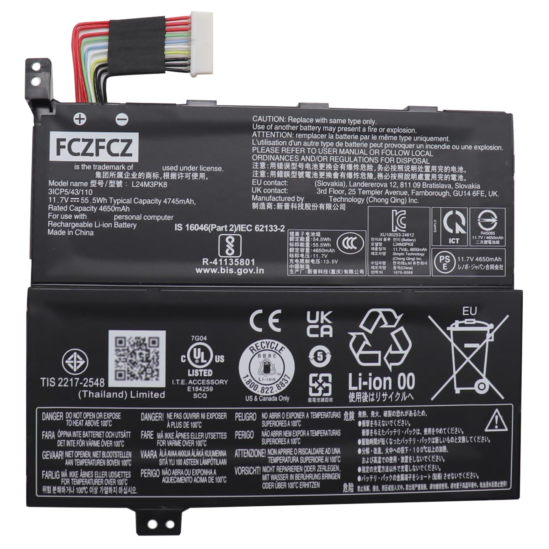 Amazon.com: FCZFCZ L24M3PK8 Battery 55.5Wh 4745mAh Replacement for