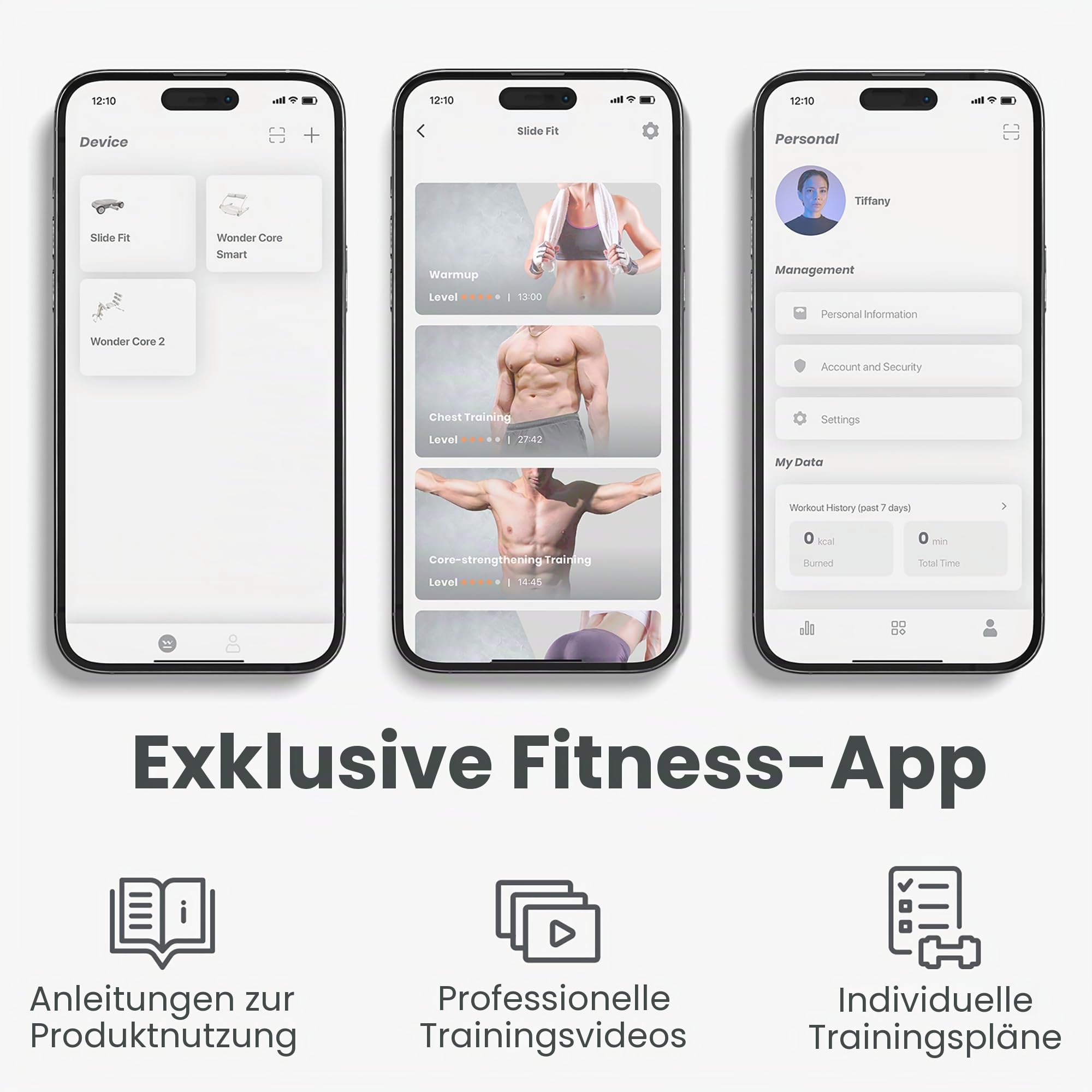 WONDER CORE Slide Fit, Ab Roller Board mit 4 Rädern, Automatisches Rückprall-Bauchrad für Core Workout, Bauchmuskeltrainer, Heroboard Fitness Rollbrett mit Knieschoner