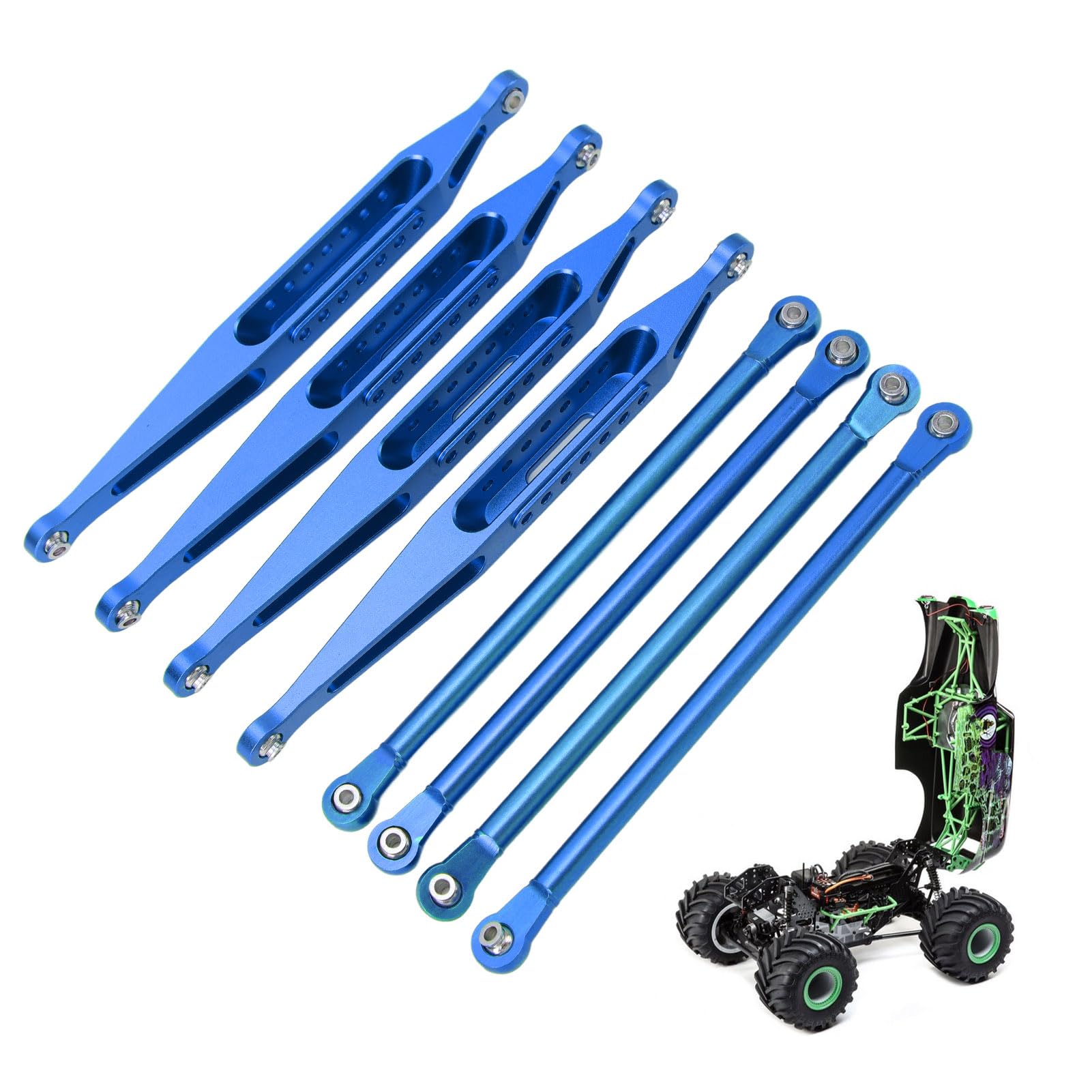 Cryfokt Zestaw łączników Zawieszenia RC do LOSI 1/8 LMT 4WD, Trwała Konstrukcja ze Stopu Aluminium, Znacznie Poprawia wydajność, Nadaje się do Wyścigów Samochodów RC (BLUE)