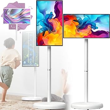 Portable Smart TV 27" 4K UHD Touchscreen, Android OS, 8GB RAM + 128GB Storage, Rotatable Stand for Indoor/Outdoor Movies, Video Calls & Gaming - Ultimate Entertainment Device