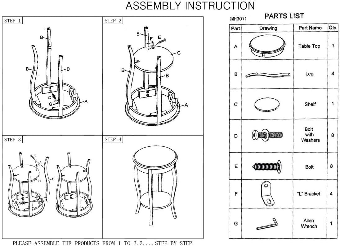 Frenchi Furniture Table, Mahogany, 18.12 in x 18.12 in x 25.02 in
