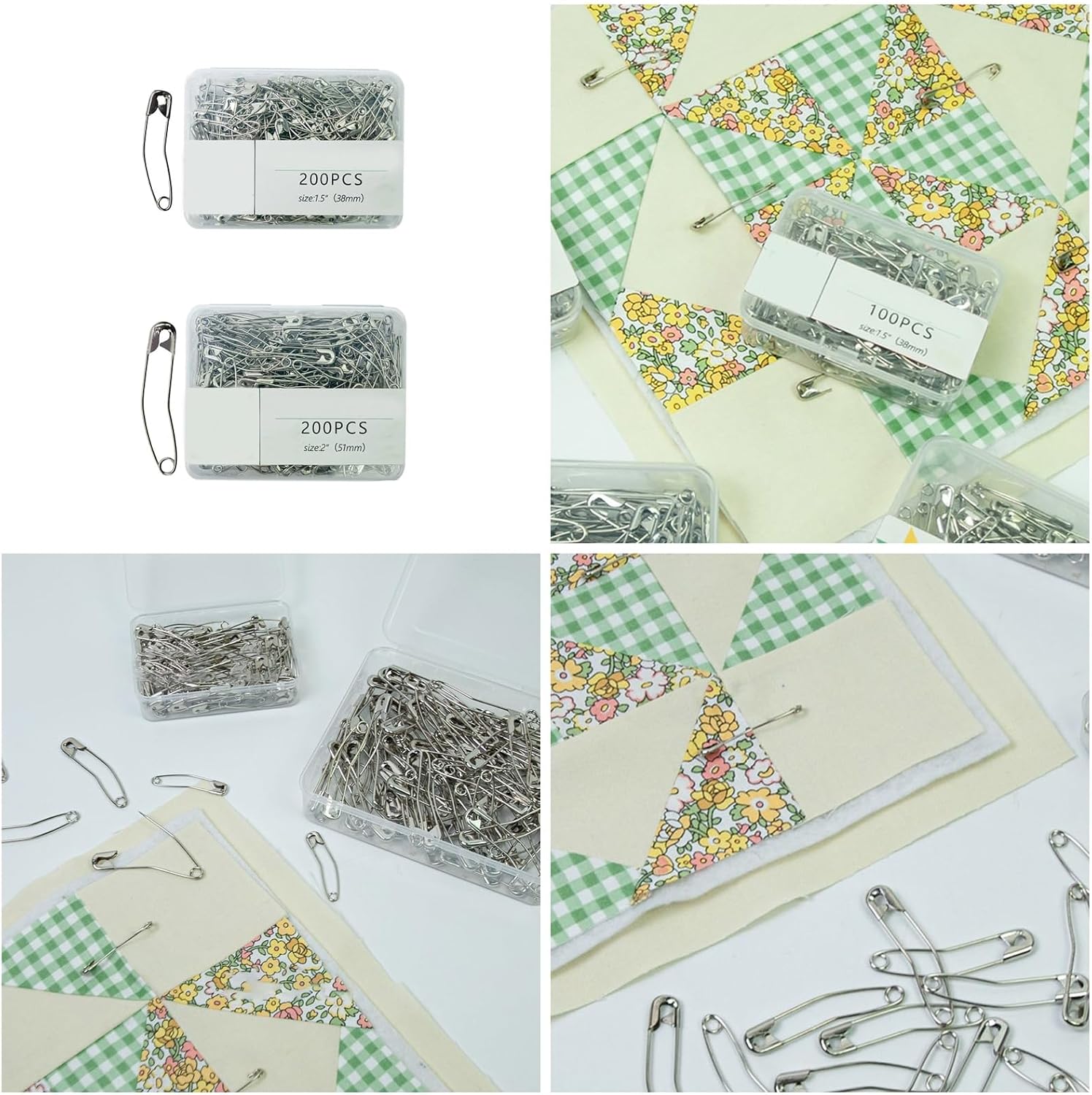 Pack of 200 Curved Pin 38MM or 51MM Basting for Sewing Art Craft Carbon Steel Quilting Sewing Pin