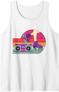 Retro 70s Roller Skate Radio Girl Skating Tank Top