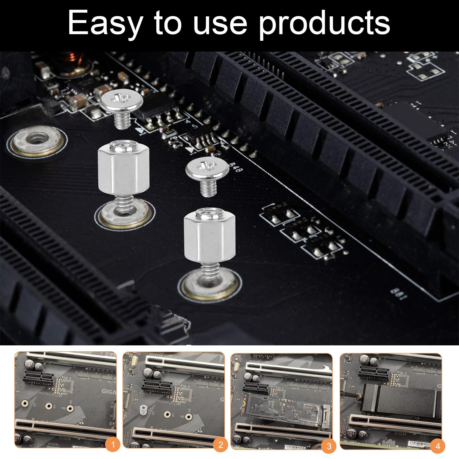 Rakiuty Juego de 4 Tornillos M.2 SSD para Montaje, Kit de Montaje para SSD M.2 NVMe, M.2 SSD NVMe Tornillos PC