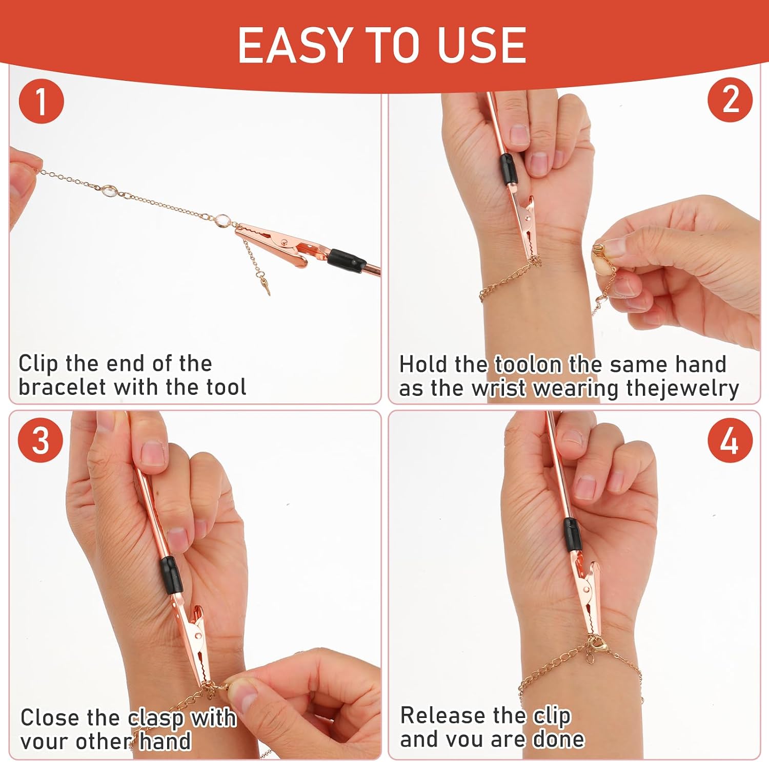 Mabor 3Pcs Bracelet Helper Tool Necklace Bracelet Jewelry Clasp Helper Clips for Bracelets Fastener Helpers Assistant Tool for Women