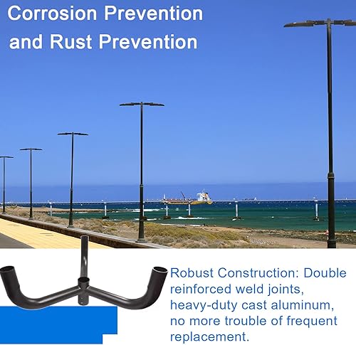 Miniatura 2 de Soporte de triple bocina de toro con 3 brazos a 120 grados, espiga de bocina de toro para 3 lámparas con adaptador deslizante de 2 38 pulgadas,