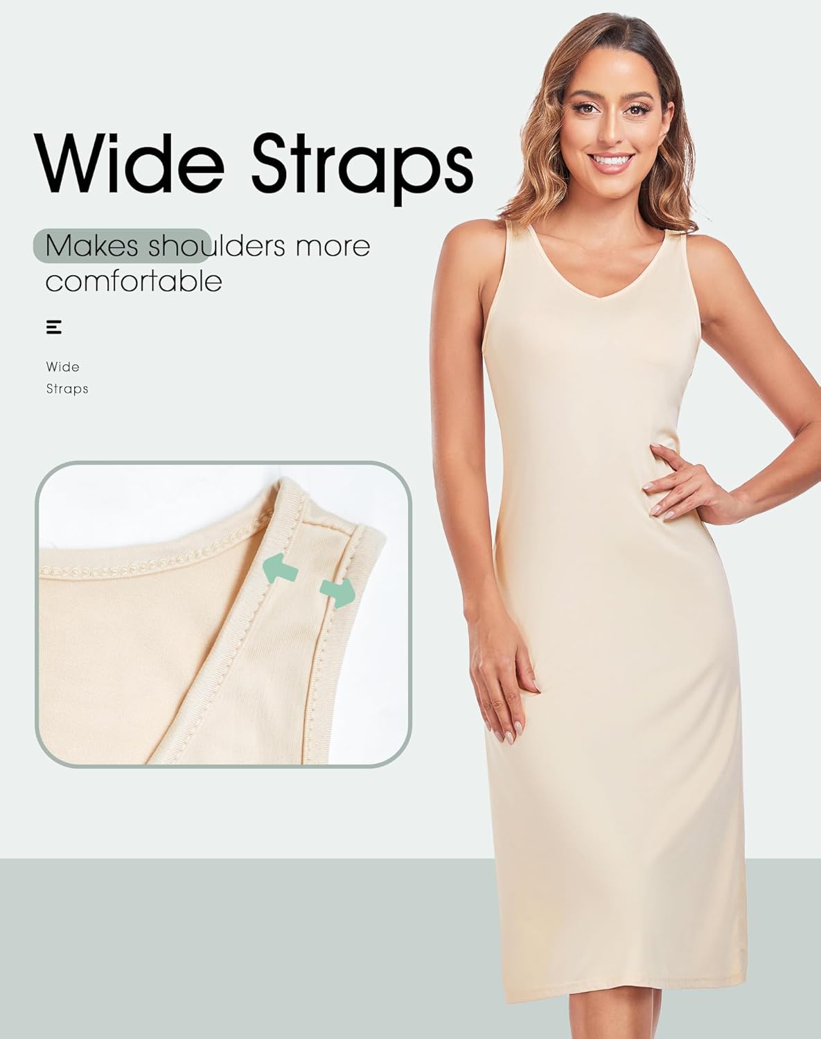 MANCYFIT Full Slip for Women Under Dress Slips Wide Straps Slip Dress Tank Top Underdress - Image 2