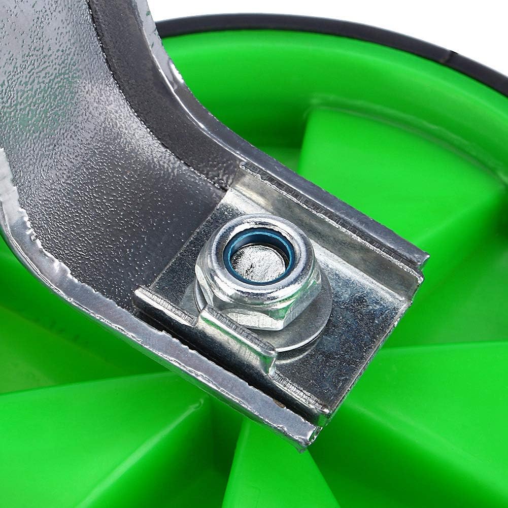 Primer pla view of a training wheel attachment point on a bicycle axle, showing the metal bracket, bolt, and nut securely fastened.