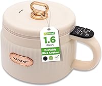 Vista 1 de NutriChef 1.6 QT Portable Electric Rice Cooker & Lunch Maker Multi-Functional & Non-Stick Ceramic Coating Digital Control Panel 6 Cook Blanco