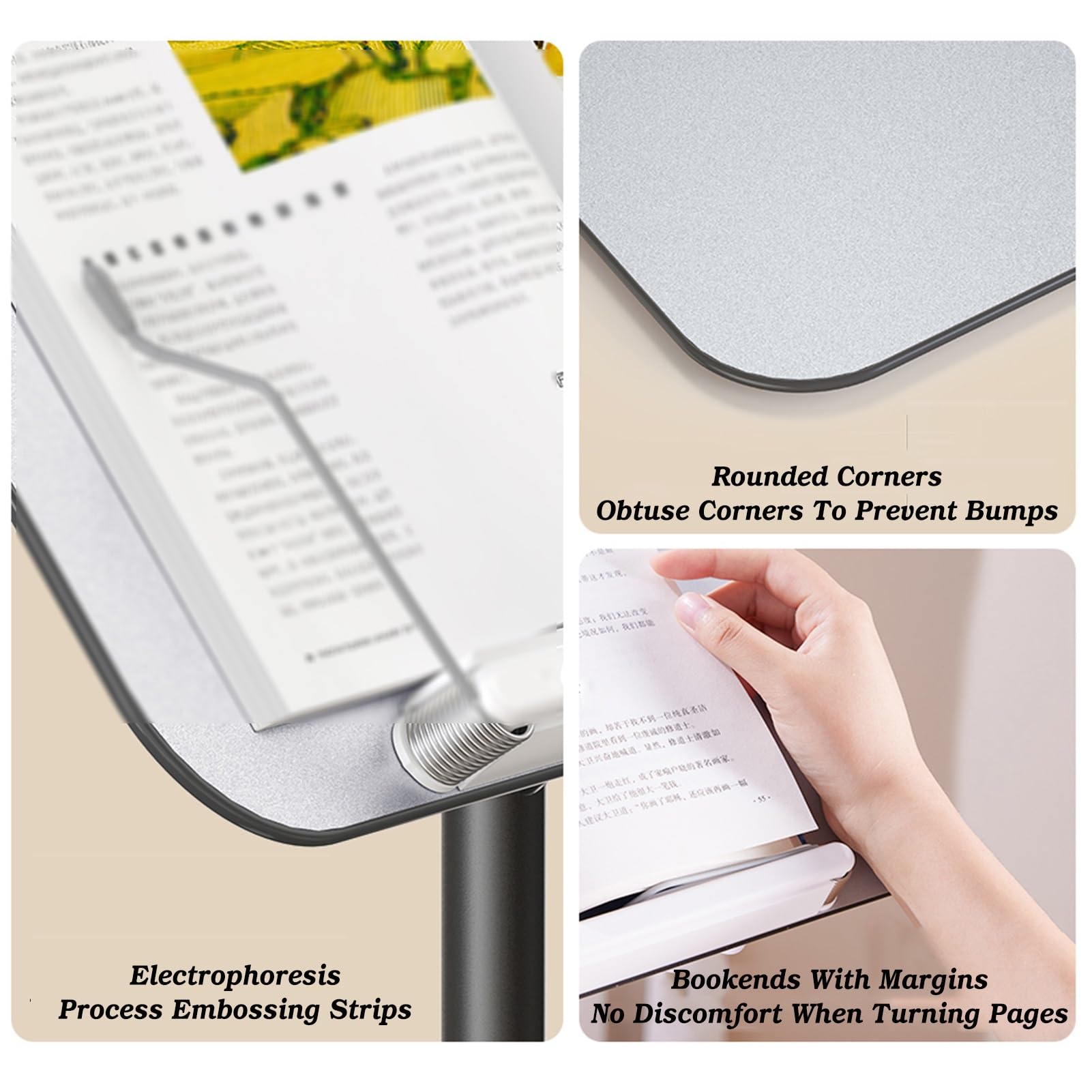 Stojący Na Podłodze Regał Do Czytania, Składany Stojak Tablet I Telefon Z Klipsami Stron, Regulowana Wysokość, Książki Kucharskie Nuty(White,H74-100CM)