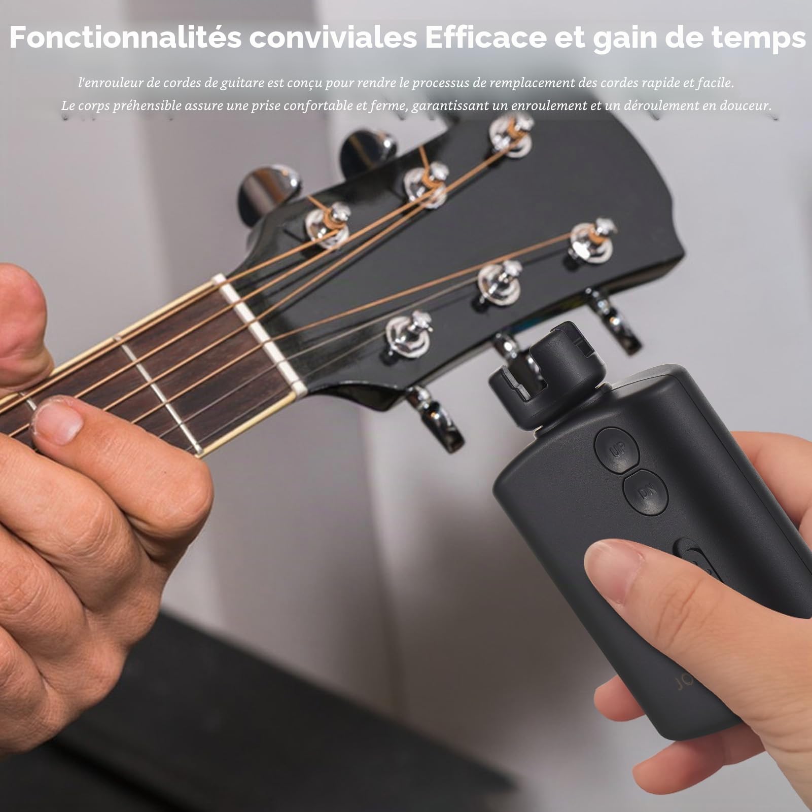 Enrouleur de Cordes de Guitare Enrouleur de Cordes électrique Automatique Accordeur de Guitare Intelligent Contrôle de Vitesse en 2 étapes Outils pour Instruments à Cordes Voyant LED