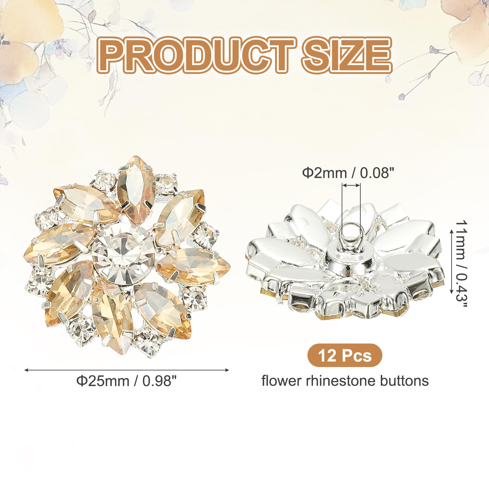 PATIKIL 12Pcs Flower Rhinestone Buttons - Image 2