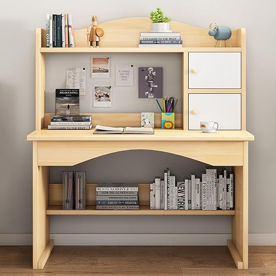 Computer Desk with Storage Shelves,Home Office Desk Study Writing Table Modern Simple Workstation Study Table for Home and Office(Natural,39 Inch)