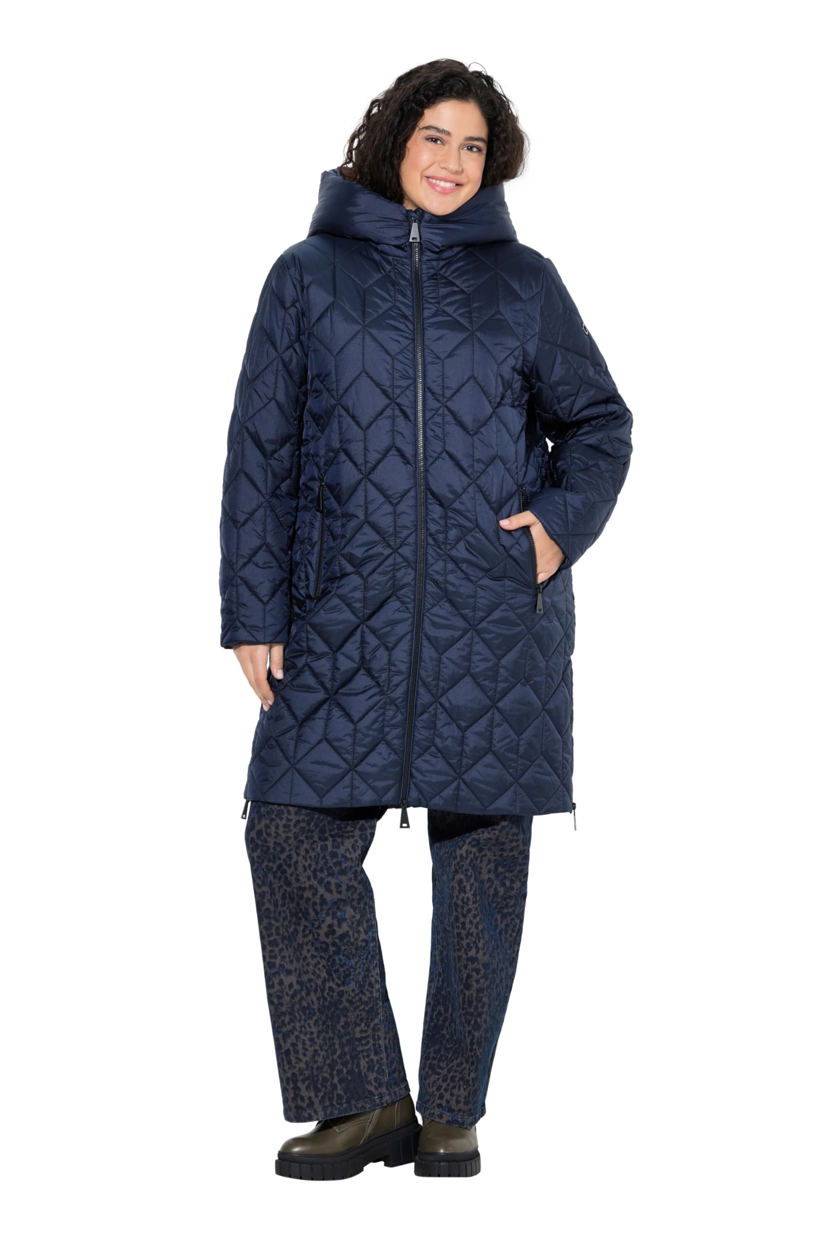 Ulla Popken Damen große Größen Übergrößen Plus Size HYPRAR Funktions-Steppmantel, wasserabweisend, Kapuze 841363