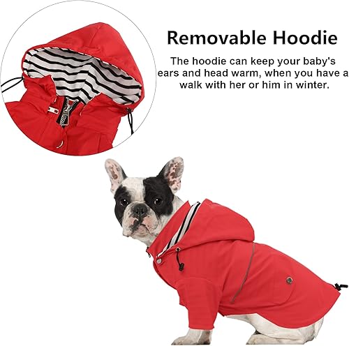 Miniatura 5 de Morezi - Impermeable con cremallera y botones reflectantes para perro, para la lluvia, cordón ajustable, capucha extraíble, elegante y de primera