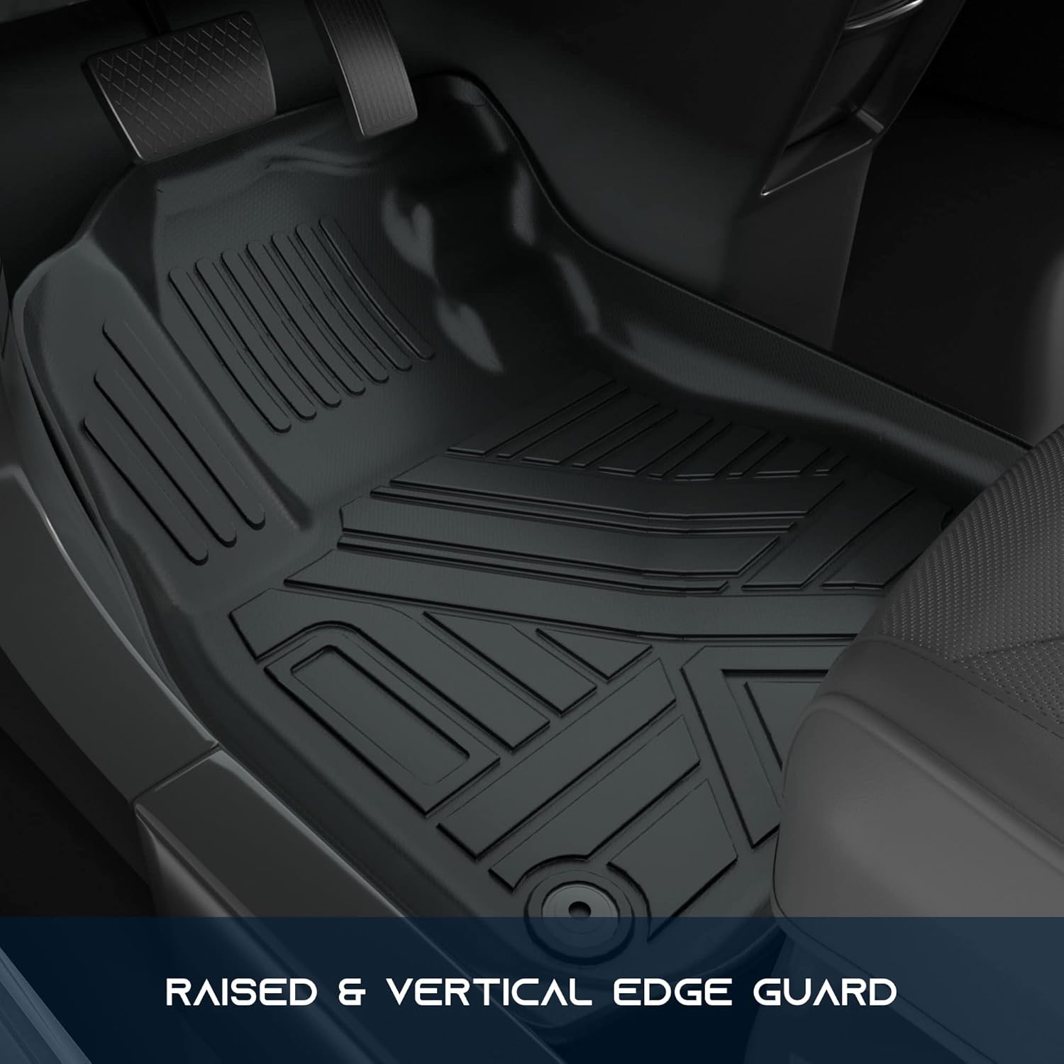 ASLONG 5 Seat Car Floor Mats Fit for Honda CRV CR-V 2017 2018 2019 2020 2021 2022 Weather Floor Mat Liners 1st & 2nd Row Liner， Front & Rear Full Set Black - Image 6