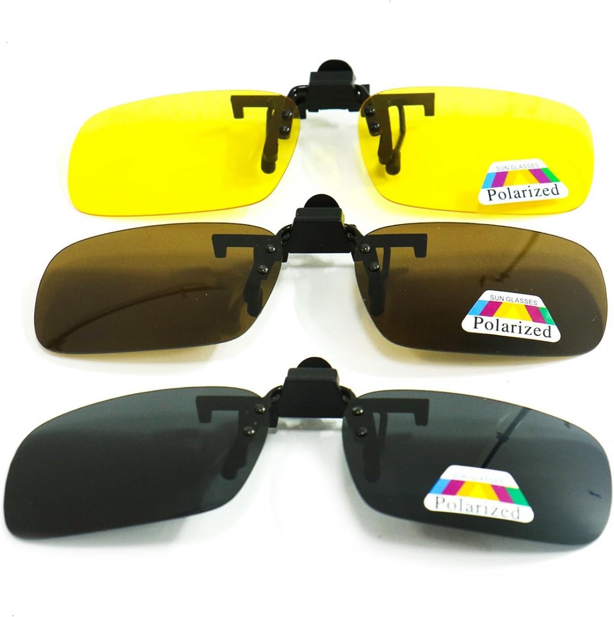 3 Pairs Polarized Clip On Sunglasses Over Prescription Eyeglasses for Men/Women