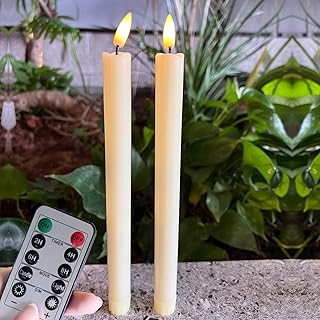 3D Black Wick Led Battery Operated Flameless Taper Candles Light with Remote &Timer,Electric Fake Window Candle Flickering Like Real Wax,Floating Candle Stick for Christmas/Halloween/Wedding