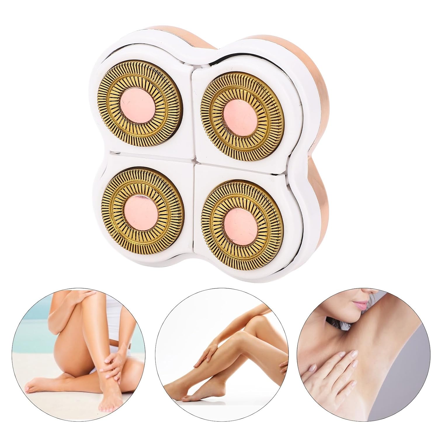 Gold Plated Hair Remover Head, Wet and Dry Dual Use, 360 Degree Floating for Leg and Body, Wonderful Replacement, Warm Replacement for 4 Head Hair Remover with ABS
