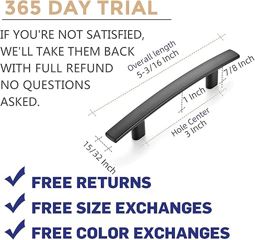 Miniatura 3 de Ravinte Paquete de 30 tiradores curvados de gabinete de 5-316 pulgadas color negro mate para cajones de cocina, manijas de arco de gabinete de 5-316