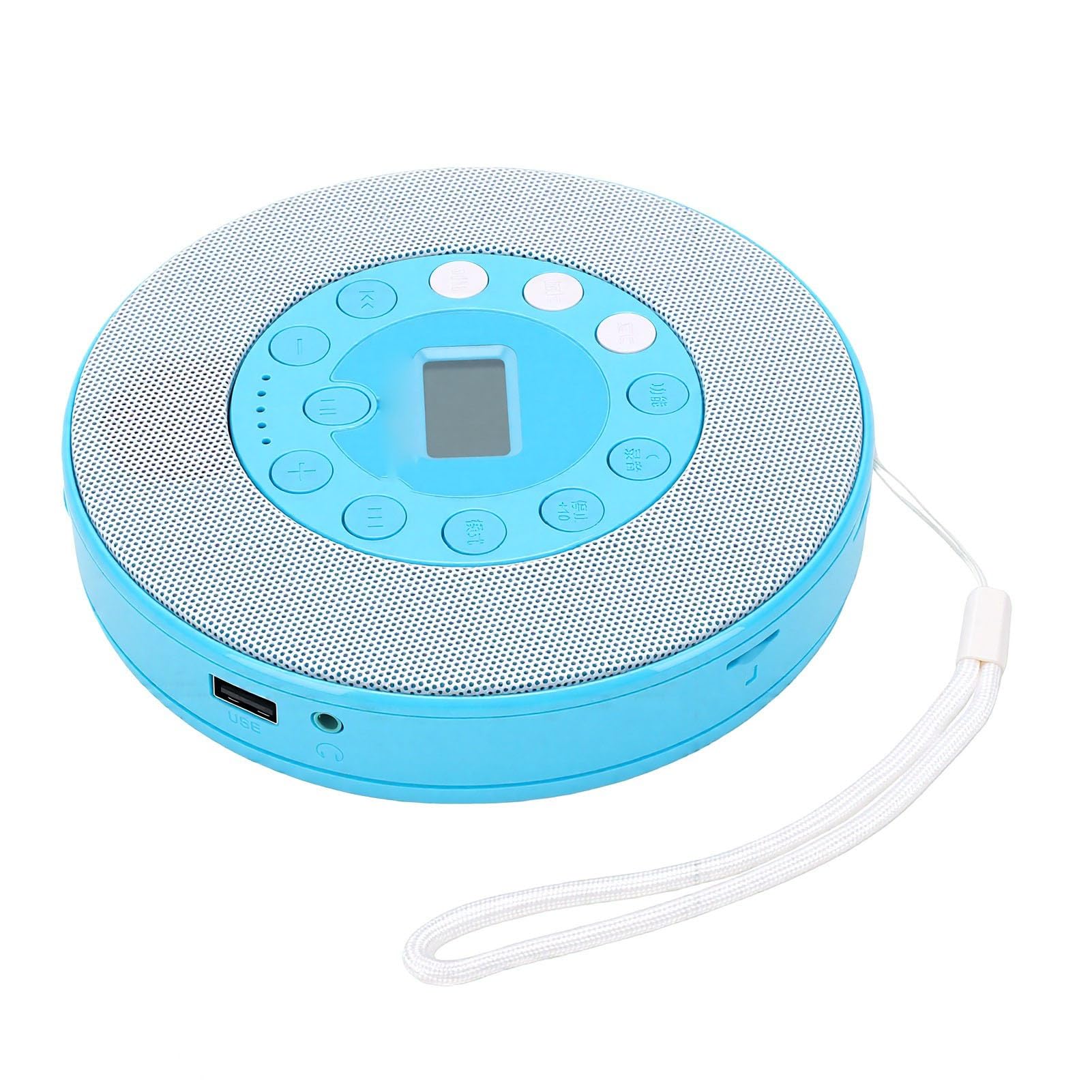 ASHATA Lettore CD Portatile con Altoparlante per Auto Casa Viaggio (BLUE)