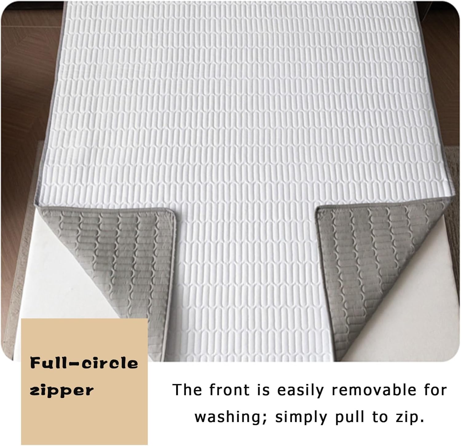 Breathable Waterproof Mattress Protector with Zipper Full Encasement Quilted Cover for Single, Double, Super King Beds, Dustproof & Machine Washable(Beige,135x190+25cm)