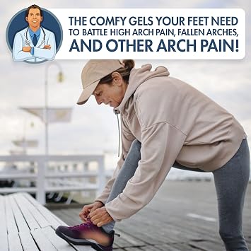 Dr. Fredericks Original Arch Support Gel Inserts - 6 ct - 1.1 cm High Arch Support for Plantar Fasciitis, Flat Feet & PES Cavus - Peel & Stick Reusable Insoles for Men & Women - Fits All Shoe Types