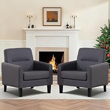 Accent Chairs Set of 2, Mid Century Modern Living Room Chairs, Dark Grey