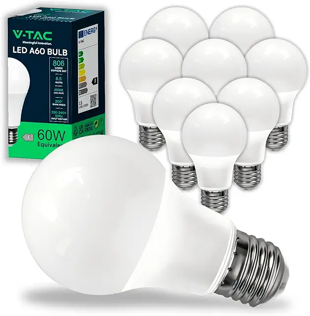 Bombillas LED E27 V-TAC 8,5W, Equivalente 60W, Blanco Frío 6500K